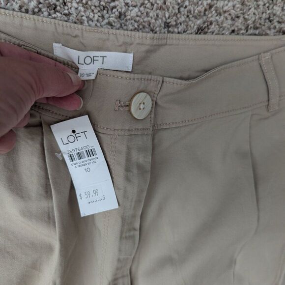 LOFT Womens Poplin Wide Leg Pants - Sz 10 - NWT - Tan - Picture 5 of 7